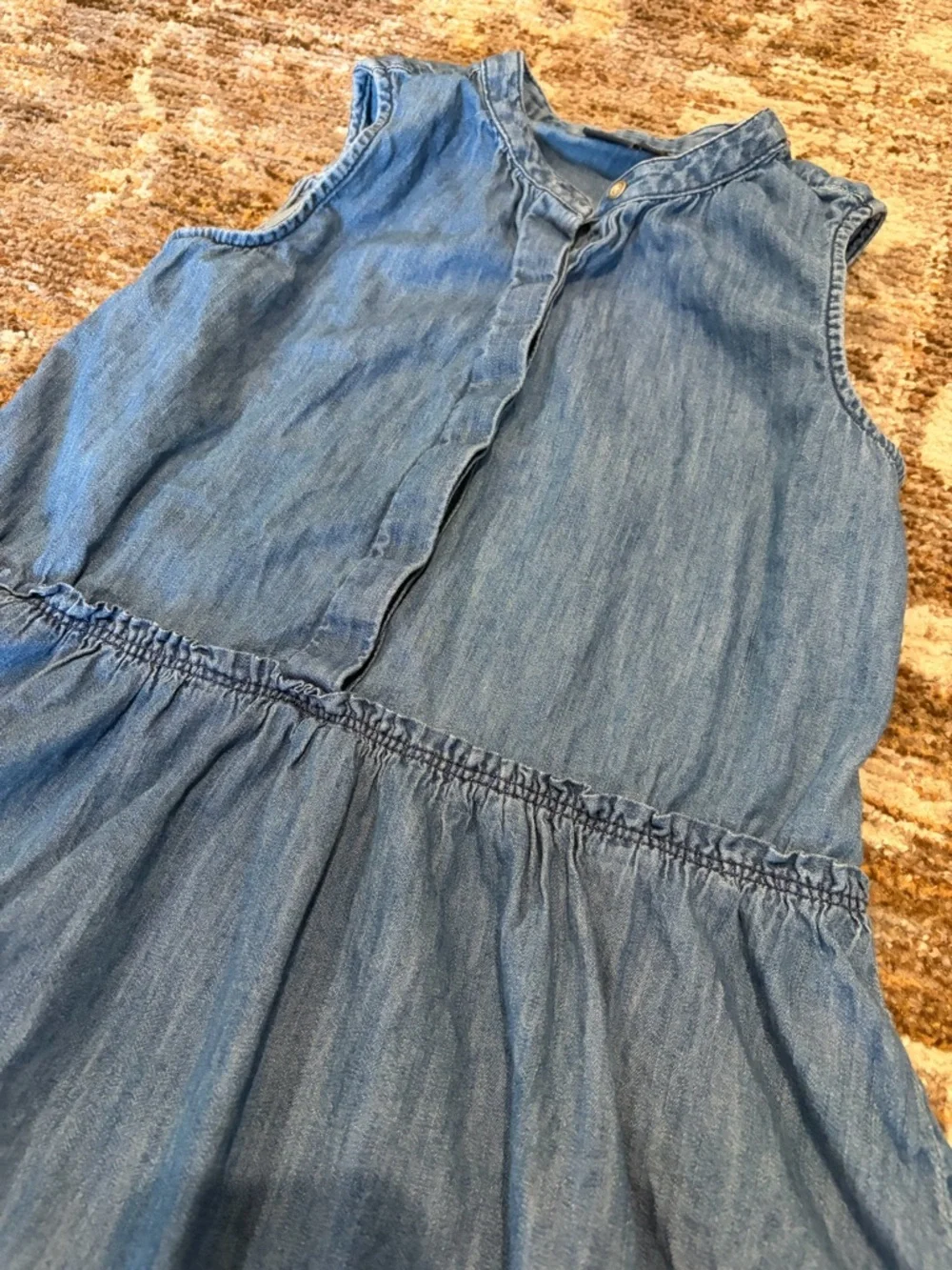 Gap Denim Chambray Girls Dress L Sleeveless 1/2 Button Close
